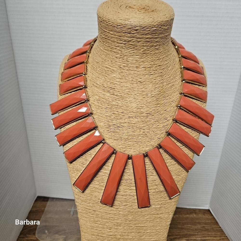 Faux Coral Lucite Statement Necklace